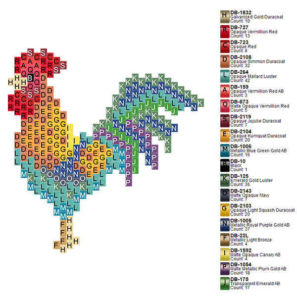 Esquema Tejido de punto de ladrillos Gallo de patrón de perlas de vidrio Miyuki Delicas Esquema Tejido de punto de ladrillos Gallo de patrón de perlas de vidrio Miyuki Delicas